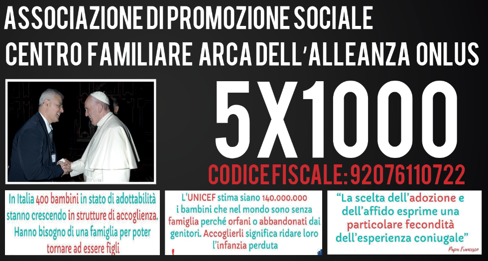 5x1000 per l'associazione sociale centro familiare Arca dell'alleanza